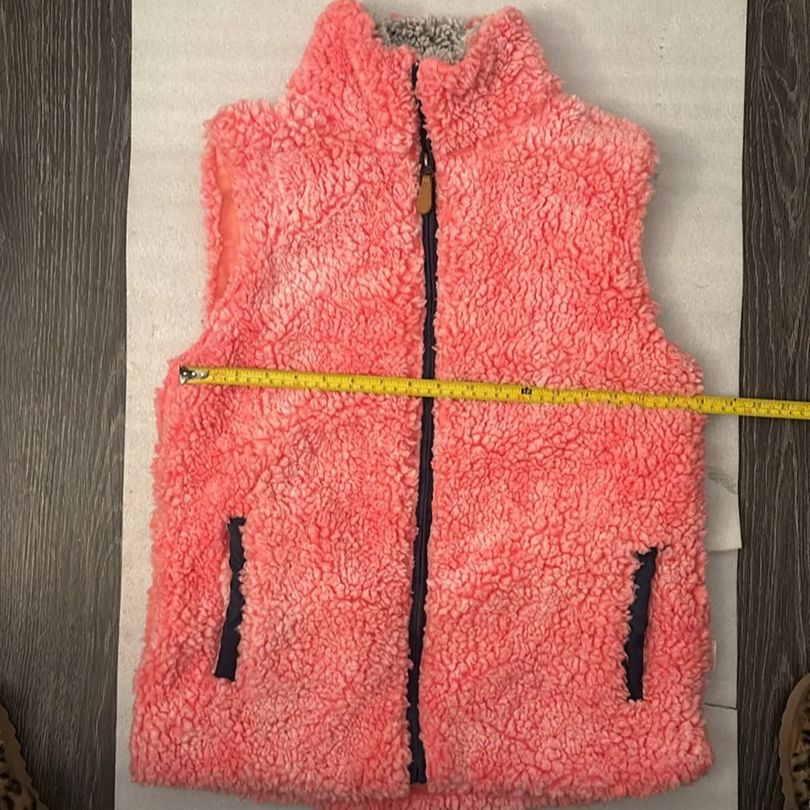 Simply Southern Pink/Gray Faux Fur Sherpa Full Zip Vest M Pockets Winter Casual - Image 10