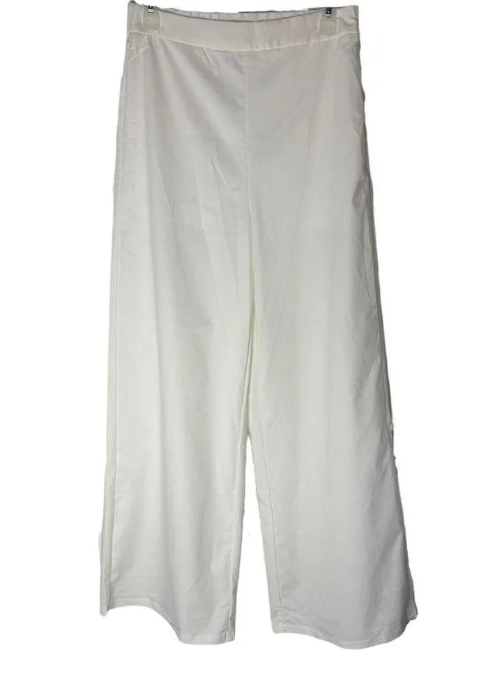 SHEIN High Rise White Wide Leg Pants with Build in Shorts - Image 3