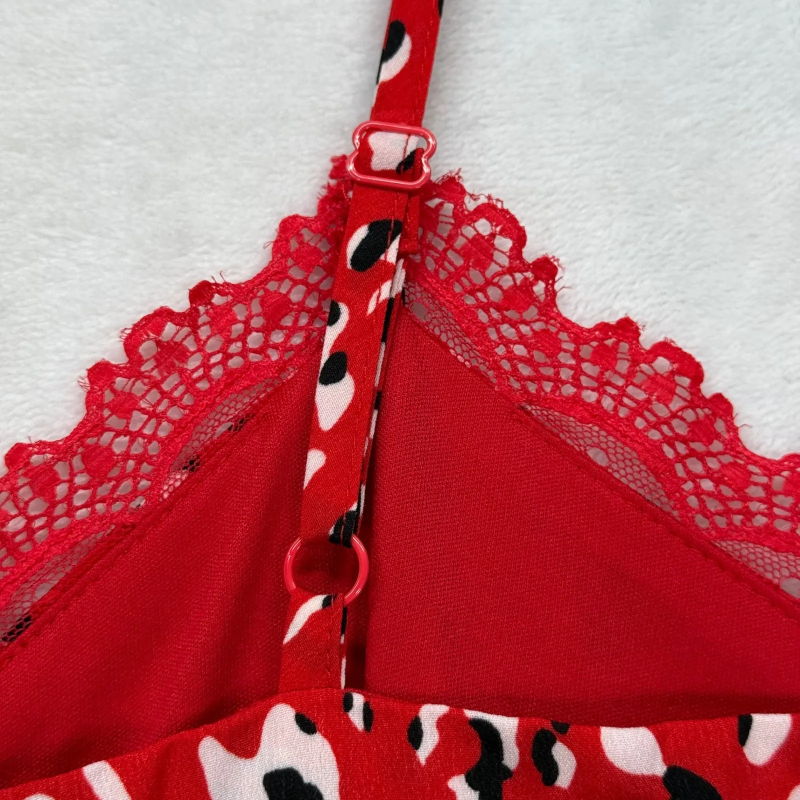 Revolve Superdown Red Brianna Mini Dress Lace Trim Party Cocktail‎ Dress Medium - Image 9