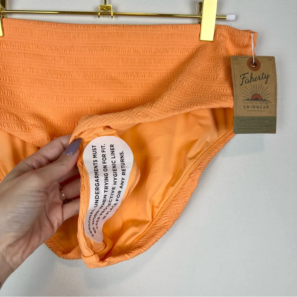 NWT Faherty Nantucket High Waisted Bikini Bottom Papaya Orange Size Large - Image 9