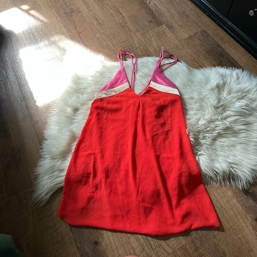 LULU’S Bright On Coral Orange Color Block Swing Dress - Image 4