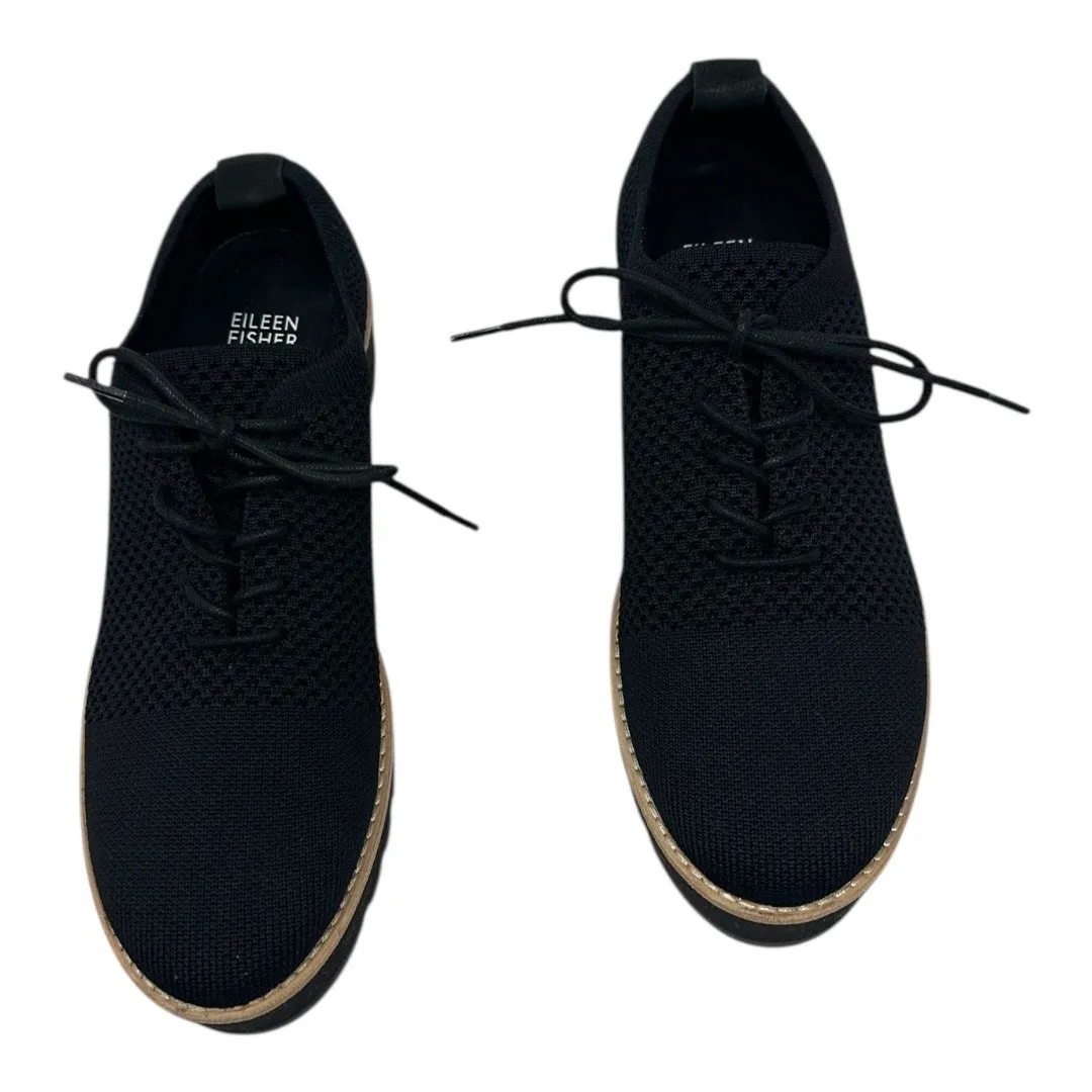Eileen Fisher Black Knit Platform Sneakers Size 8.5 - Image 3