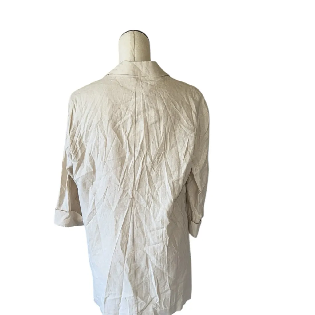 NWT ZARA LINEN BLEND DOUBLE BREASTED BLAZER BLOGGERS FAVE LIGHT BEIGE - Image 11