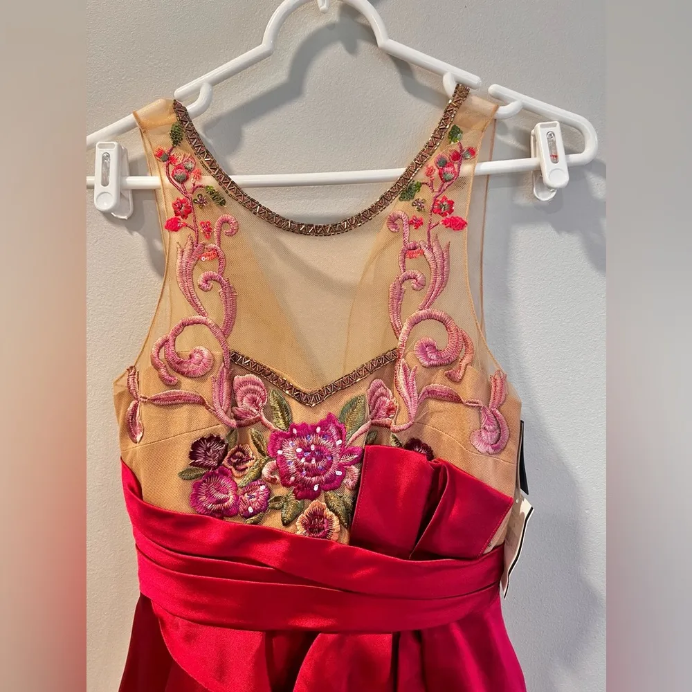 NWT Marchesa Notte Draped Mikado Fuchsia Cocktail Dress Size 4 /Small Red - Image 7
