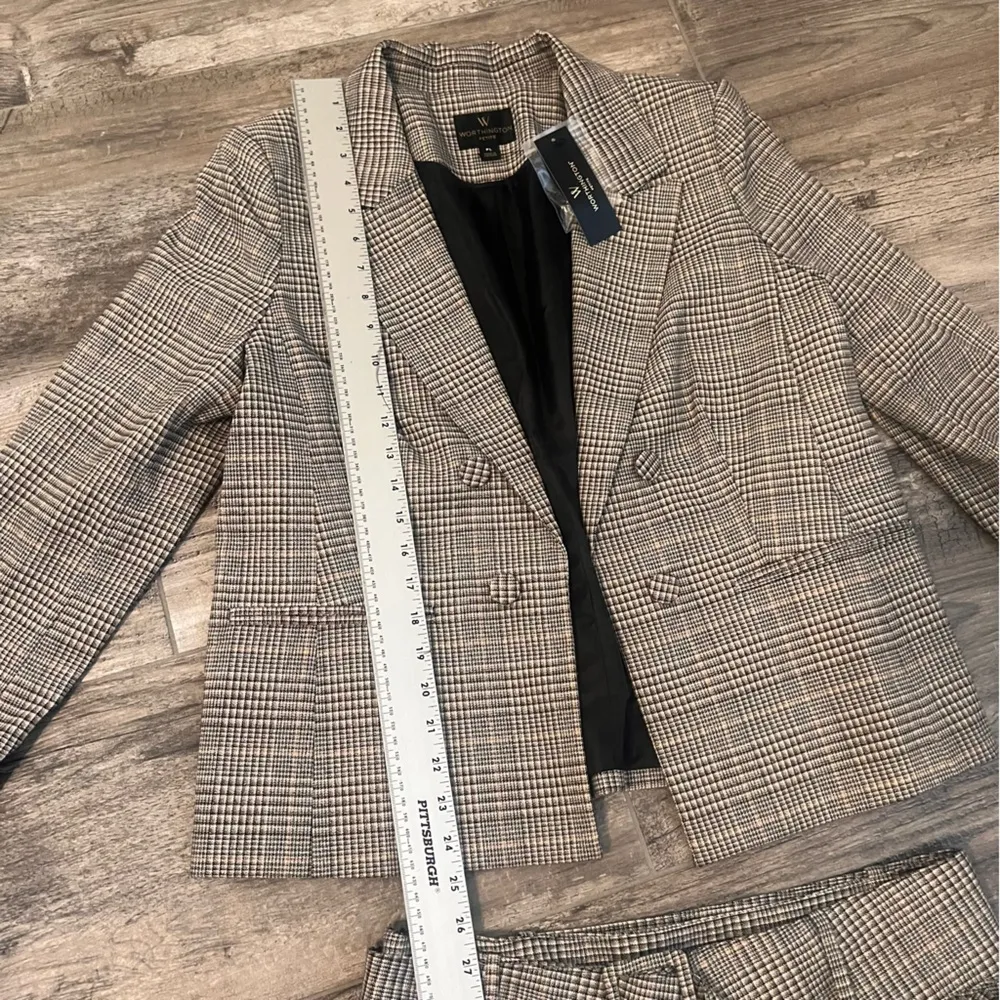 Worthington 2 Piece Blazer Skirt Suit Sz PL PETITE PLAID BUSSINESS WORKWEAR NWT - Image 11