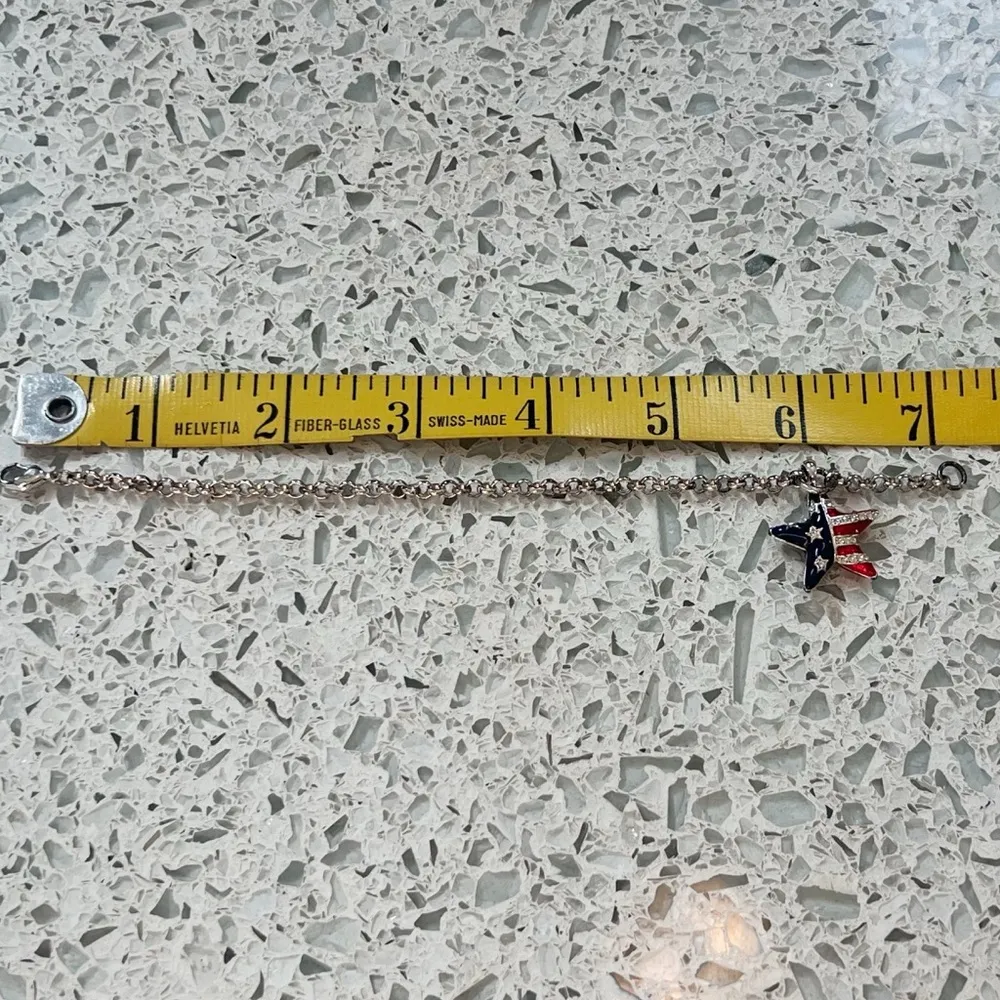 Tommy Hilfiger Vintage Bracelet Star Stripes Charm USA Silver Plated Adjustable - Image 6