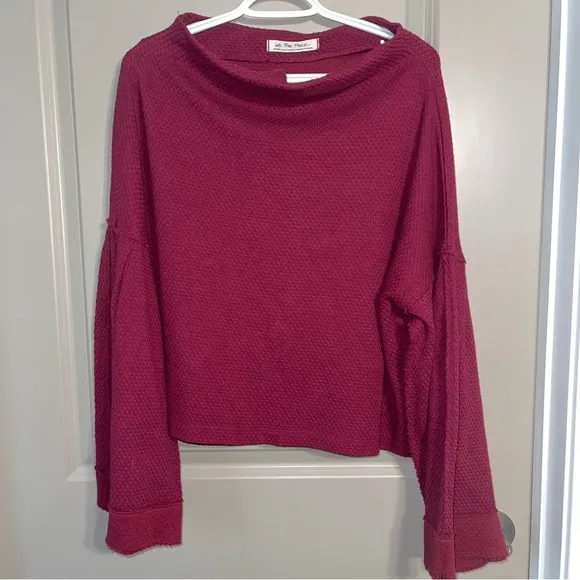 Free people we the‎ free Bunny tee flare sleeves boho In Maroon Size Medium - Image 3