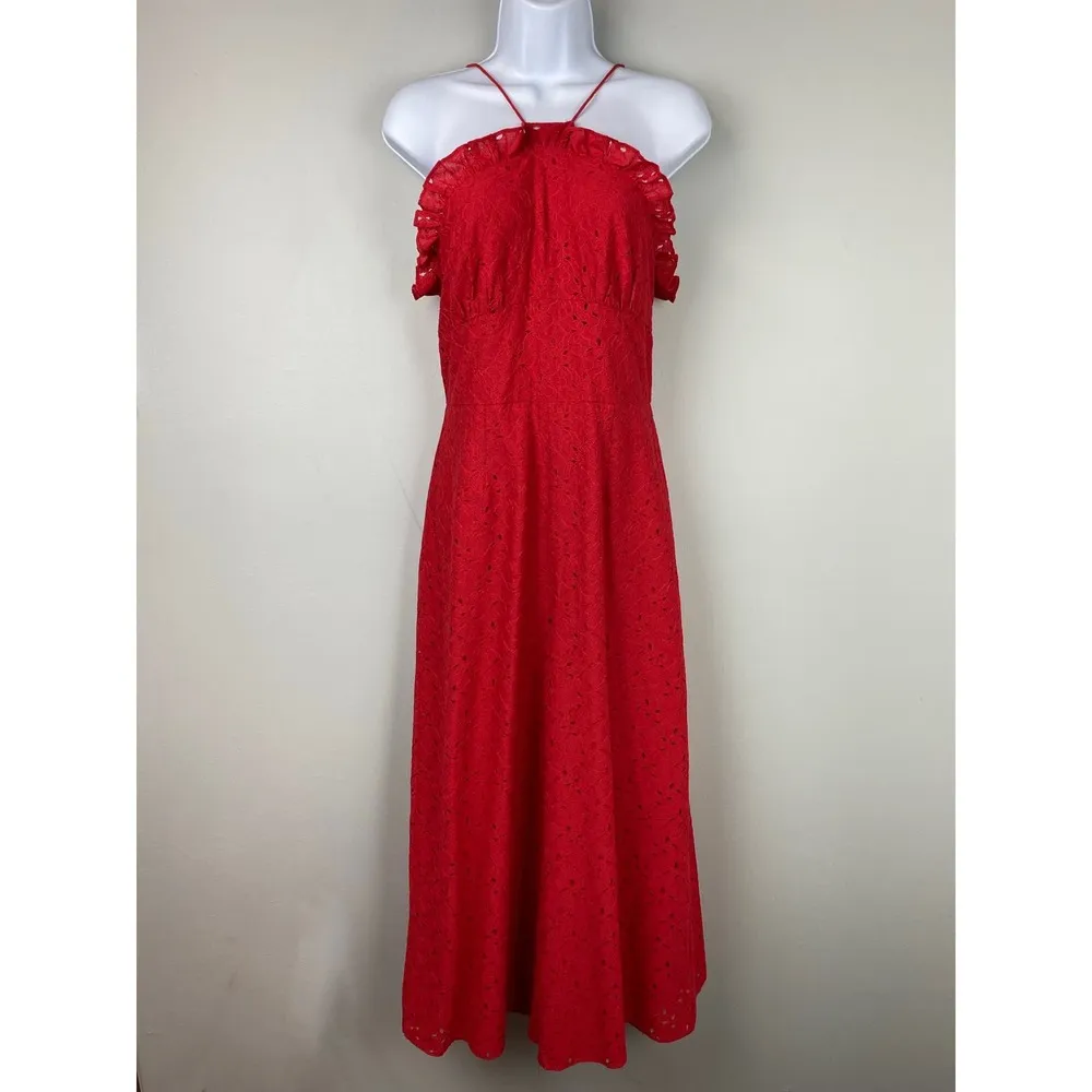 Keepsake The Label Red Higher Lace Red Wide Leg Jumpsuit Small - Image 3