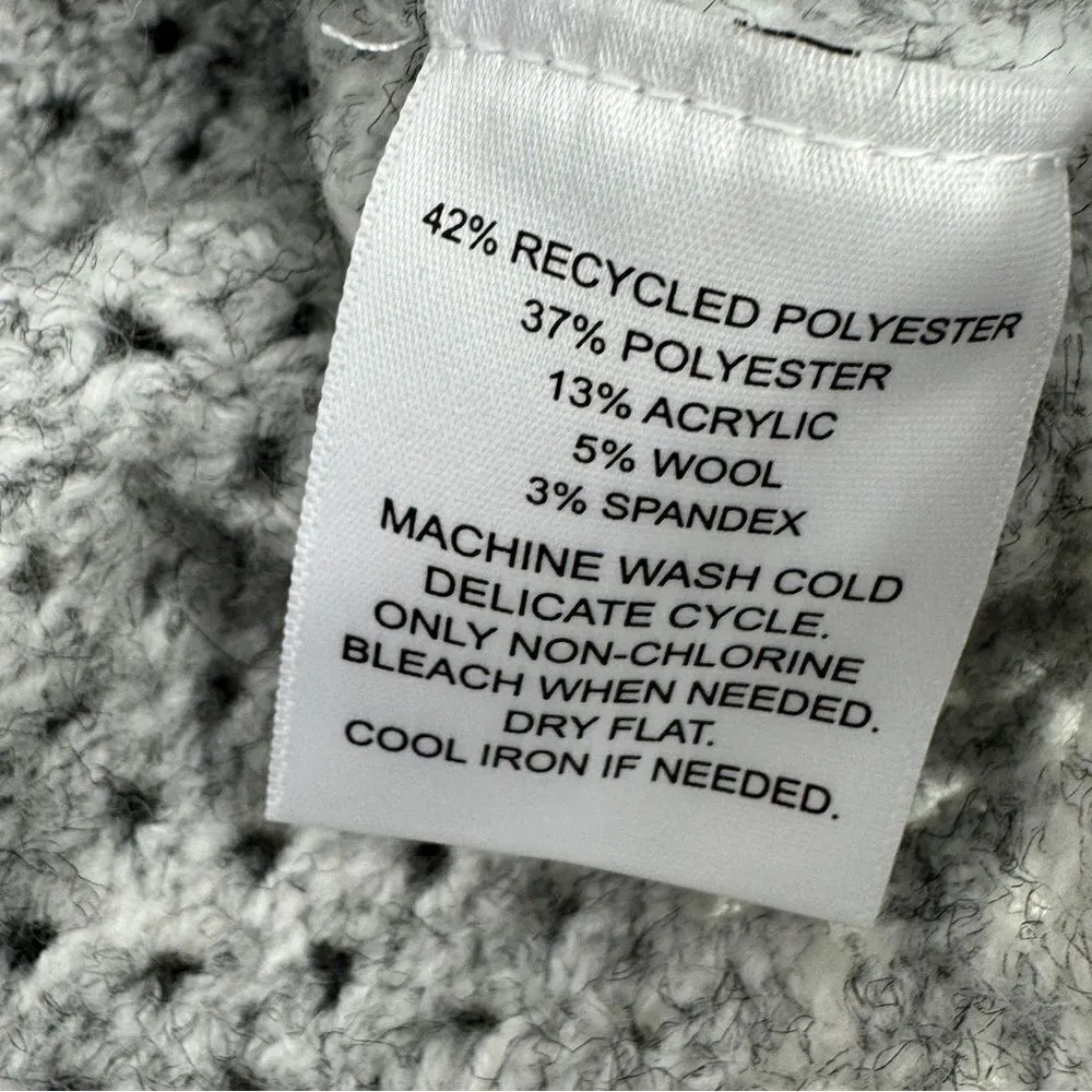 Broadway 38 Anthropologie Ruffle Shoulder Open Knit Sweater Gray XS Wool Blend - Image 11