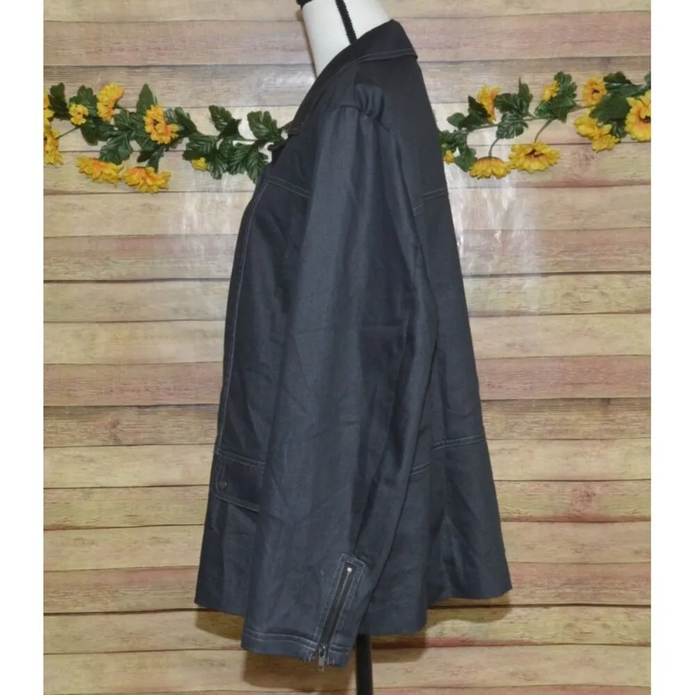Ladies Studio V Lightweight Gray Chambray Jacket Snap Front Stretch Plus Size 2X - Image 4