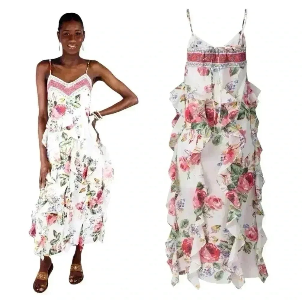 Alix of Bohemia Filipa Rosa Wildflower Dress M Cotton Ruffle Boho Resort Luxury Size M - Image 5