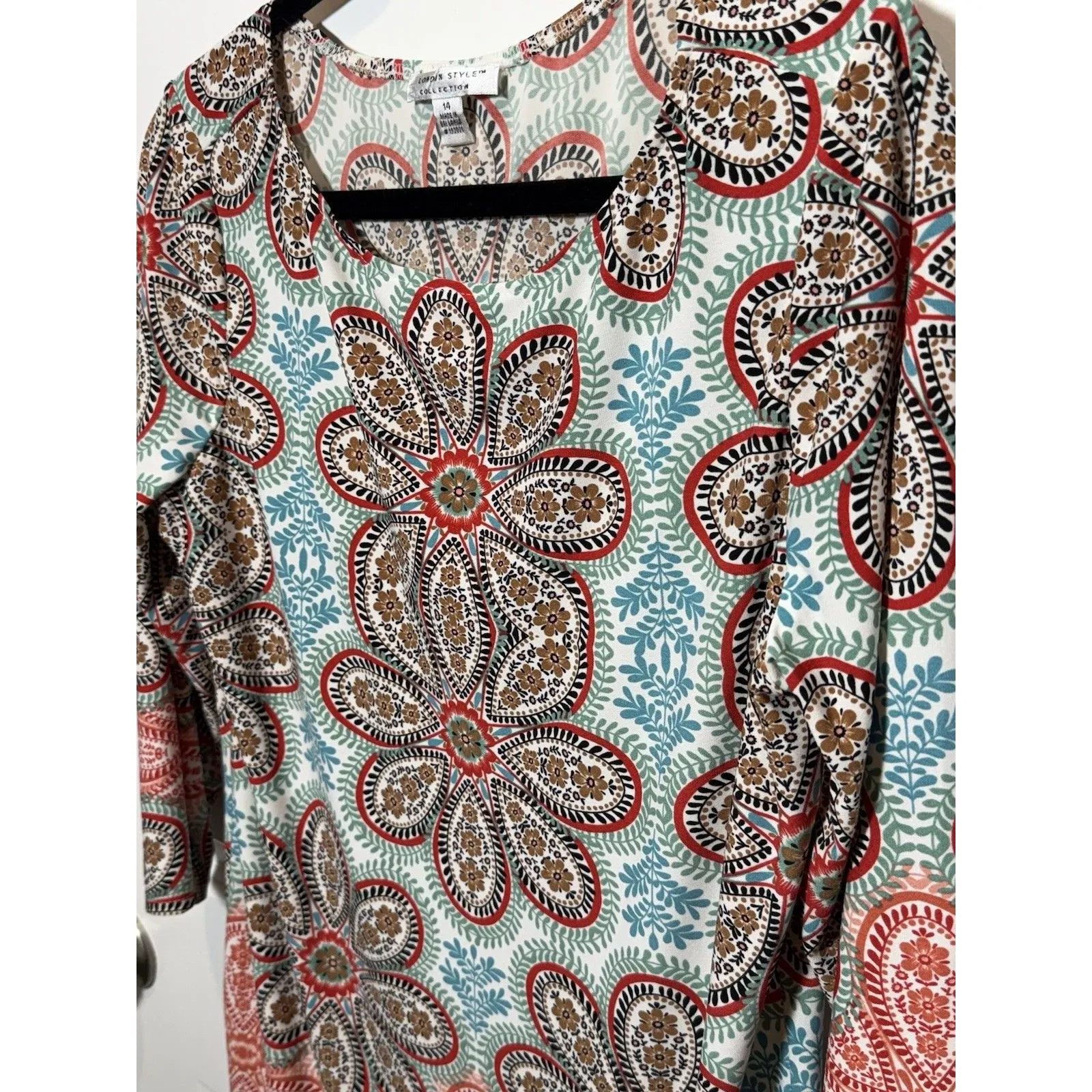 Boho Womens Dress 14 Geometric Long Sleeveless‎ Work Office London Style - Image 2