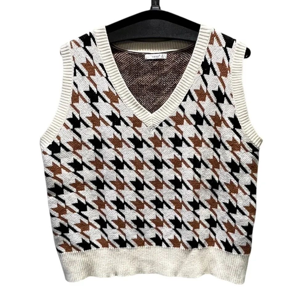 Buckle Timing Houndstooth Sweater Vest Women’s Medium - Image 3