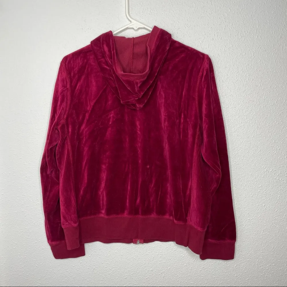 By Design Sport Burgundy Velvet Track Suit Jacket size Petite XL Pink - Image 6