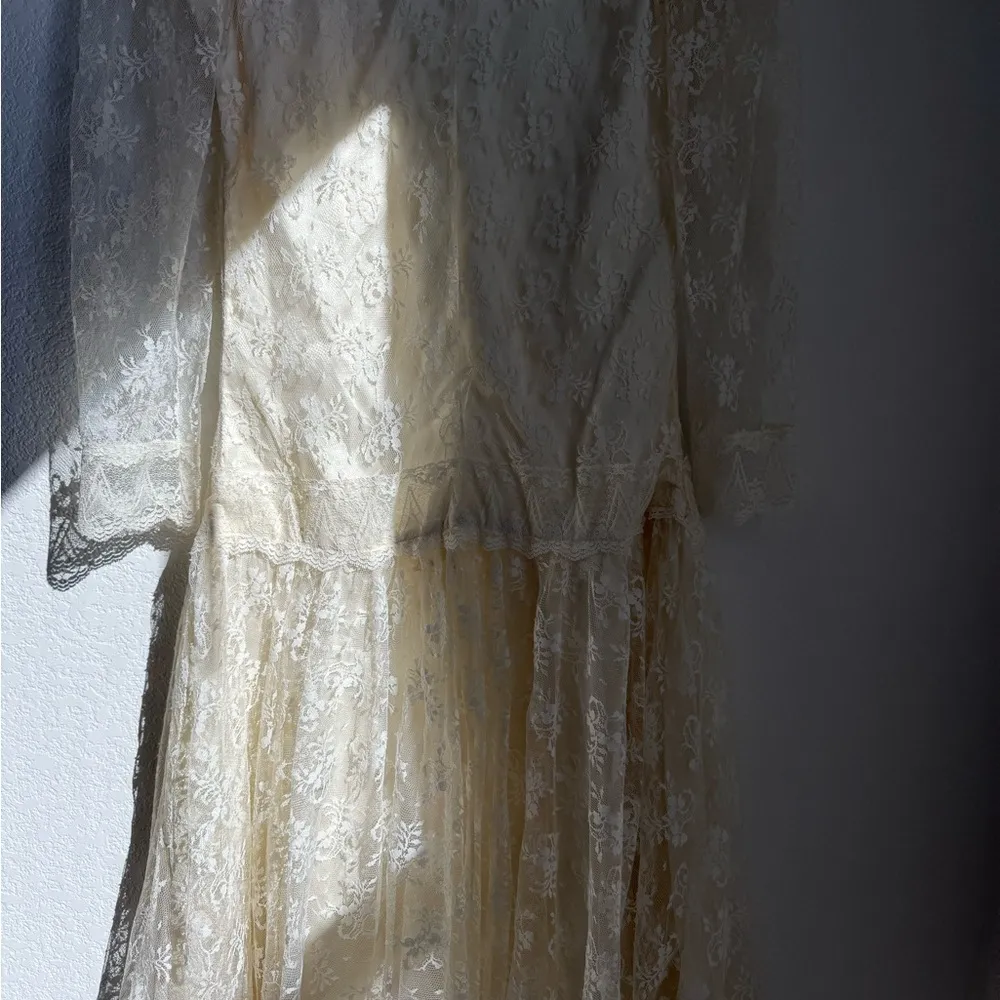 Vintage Jessica McClintock Cream One Shoulder Gown - Image 7