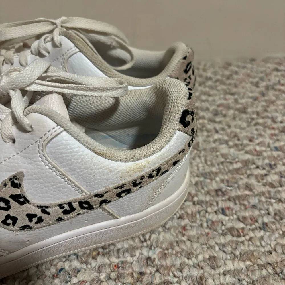 Nike Court Vision Low 11 Sneakers White Desert Sand Leopard Print- Size 7.5 - Image 4