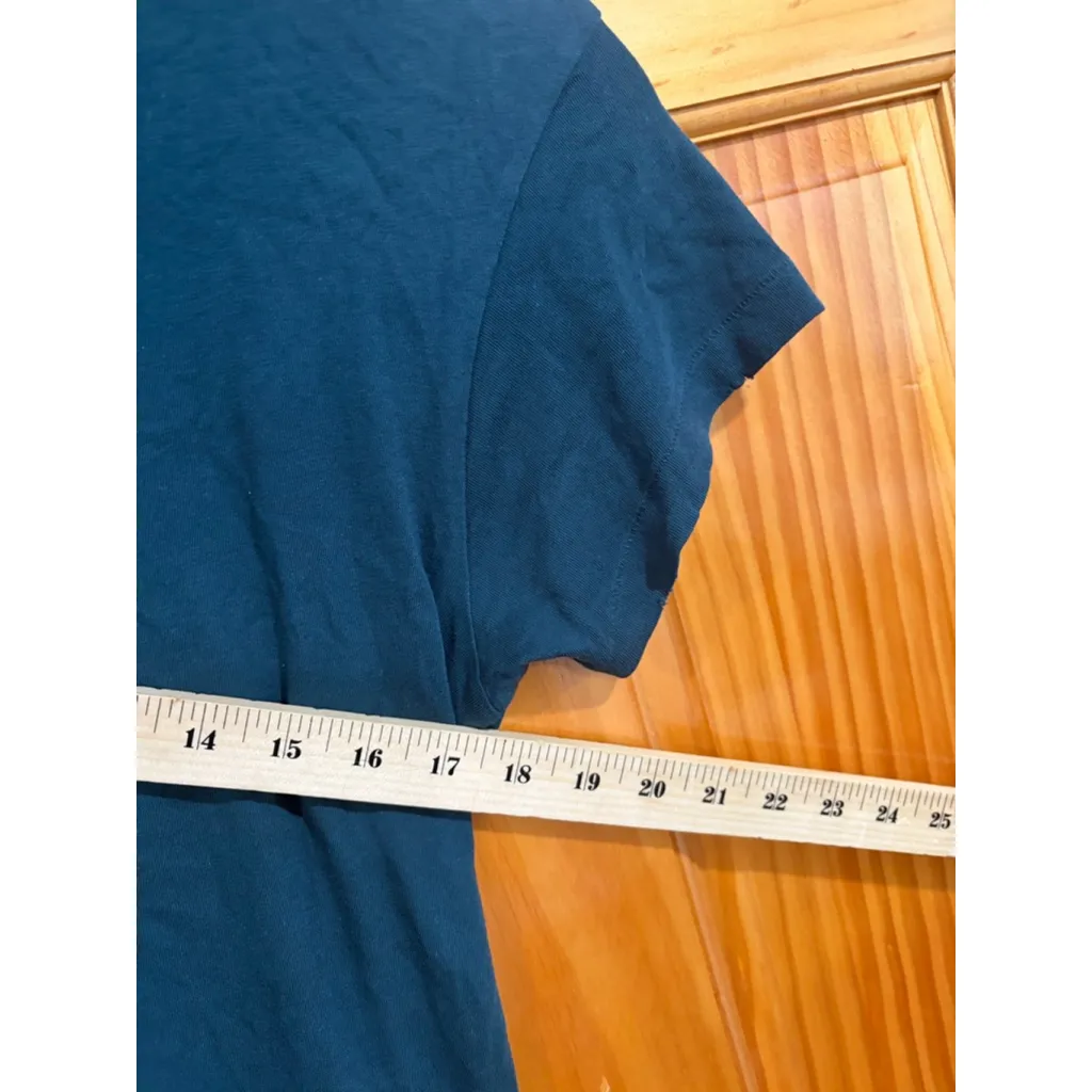 The Great Ruffle Hem Tee Shirt Women’s Size 0 Dark Teal 100% Cotton USA Green - Image 6