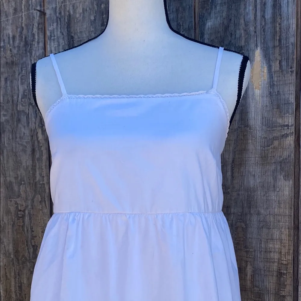 White Lined Tiered Sundress Sleeveless Mini Size S Summer Vacation - Image 4
