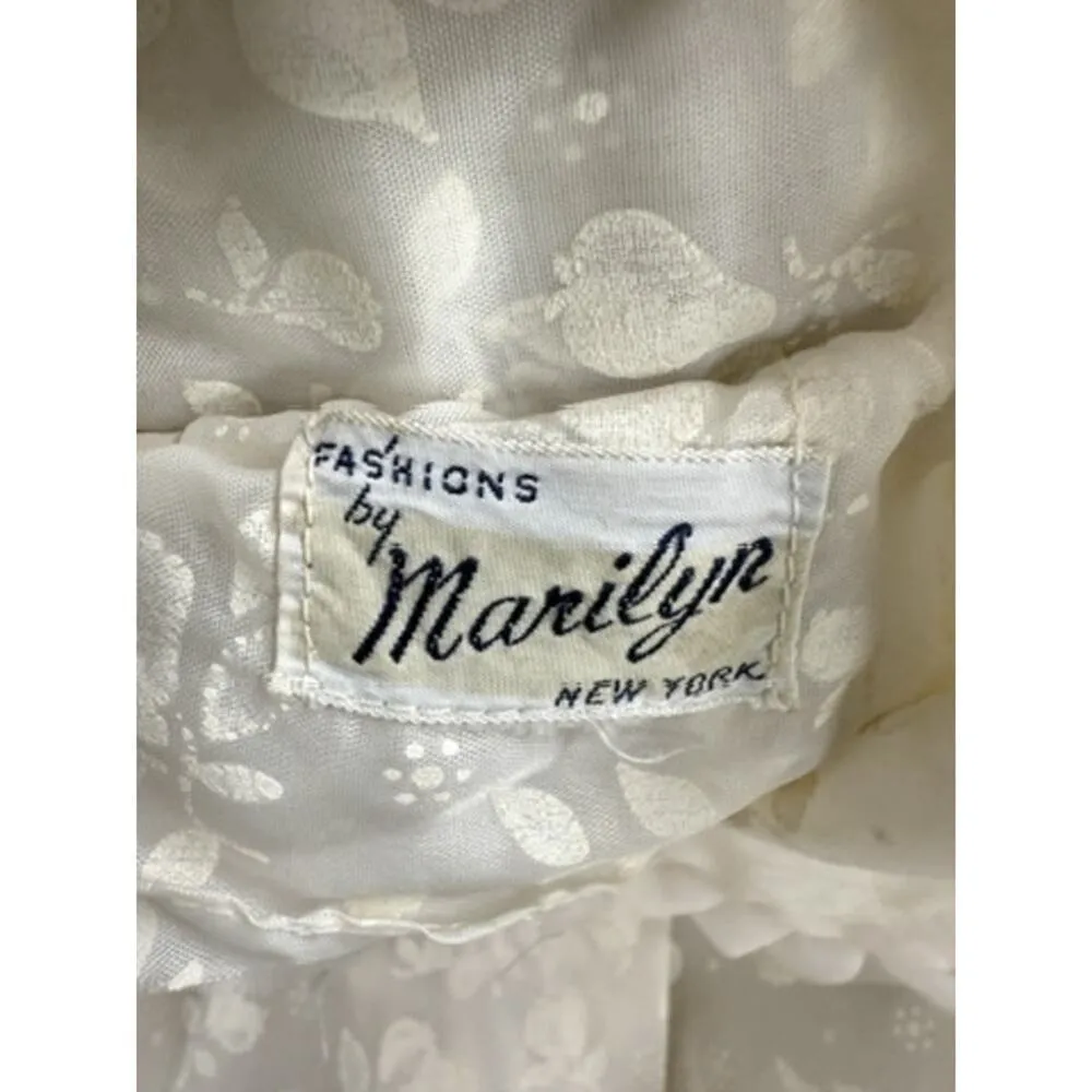 1950s Marilyn Retro Vintage Nylon Flocked House Coat Beige Womens M Adorable Size M - Image 9