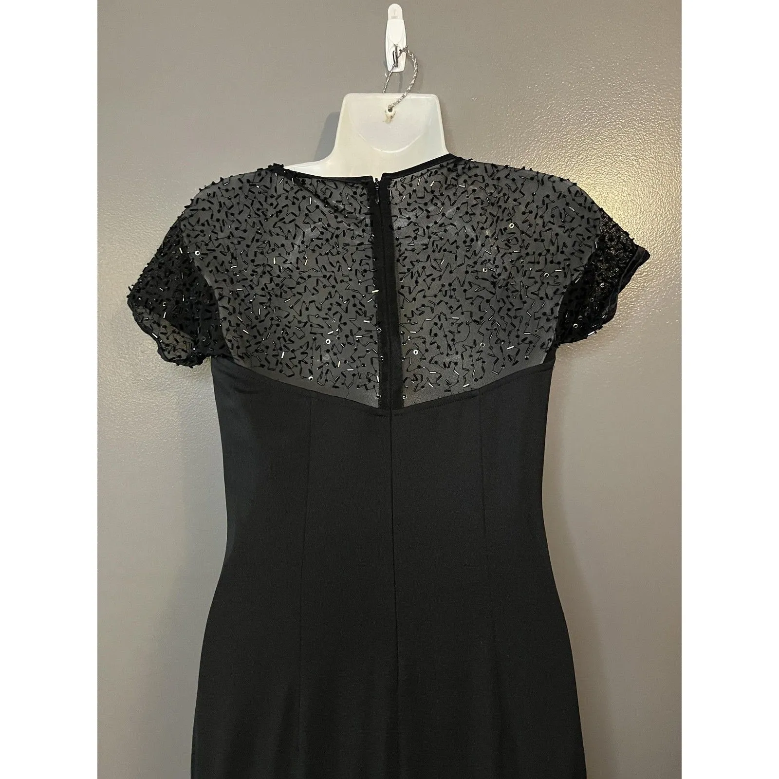 JS Boutique Dress Womens 8 Black Beaded Sequin Gown Formal Evening Maxi Slit - Image 5