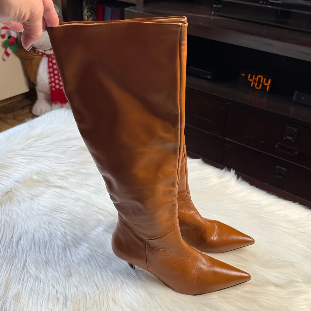 Souliers Martinez Brown Elena 60 mm Knee High Boots Tan Size 7 - Image 3
