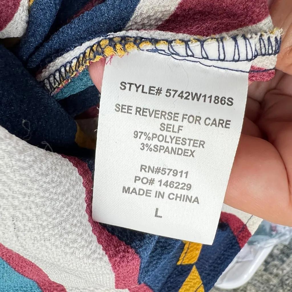 Superfoxx Striped Wrap Flutter Sleeve Midi Dress Multicolor Size Large - Image 11