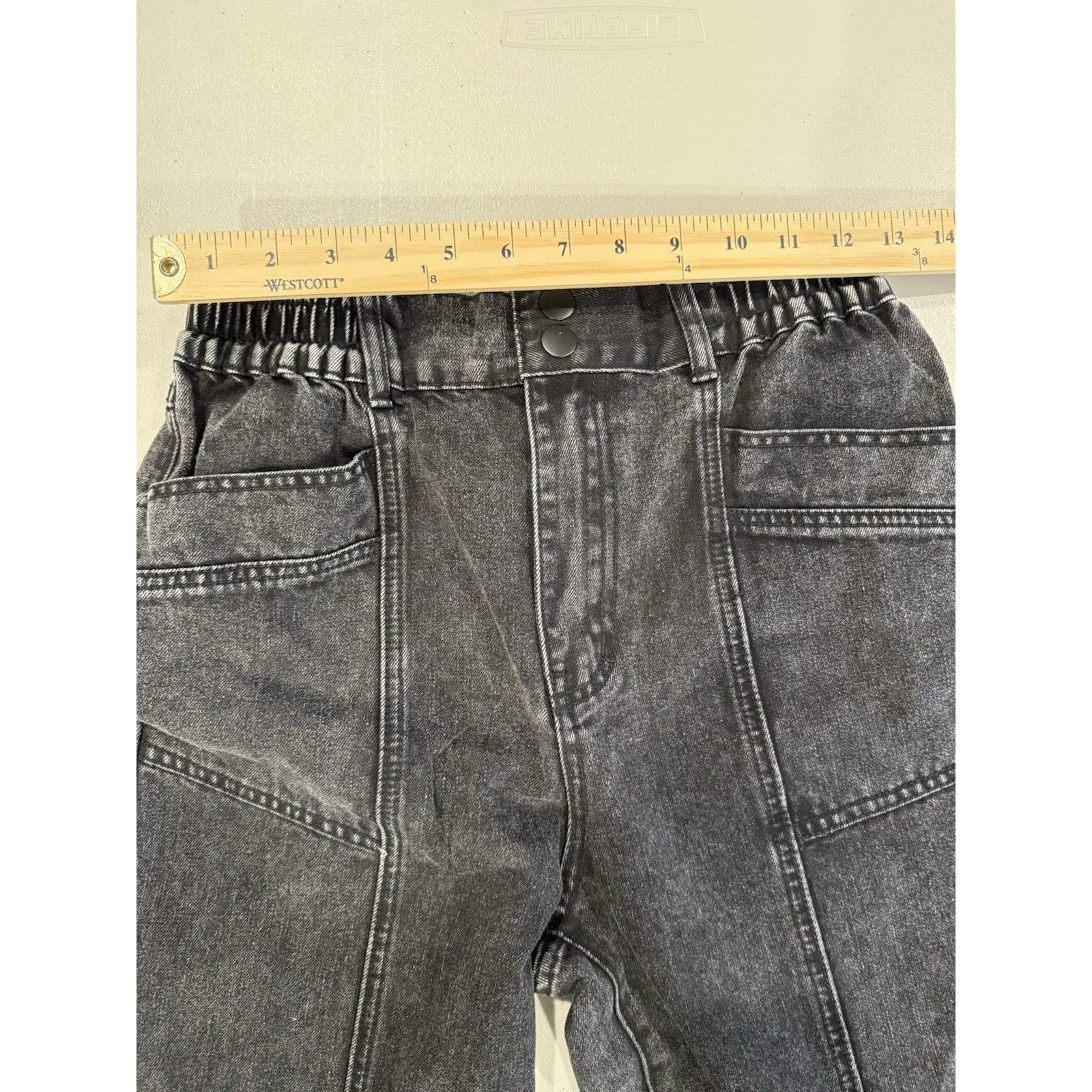 Buru Jogger Jeans Womens 25" High Rise Stretch Grunge Punk Elastic Waist Rocker Black - Image 7