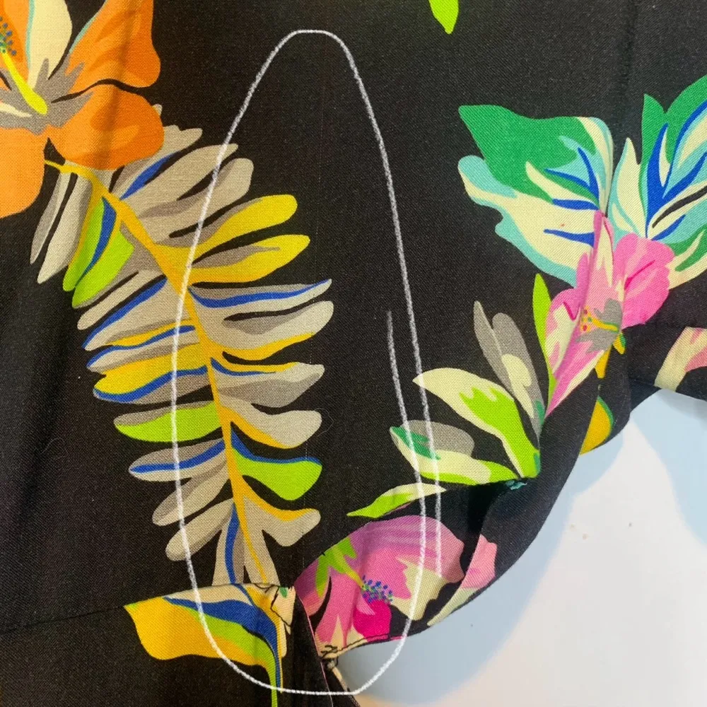 Le Superbe Mai Tai Might I Dress in Black Tropi Cali Cut Put Tie Waist Button Yellow Size 6 - Image 8