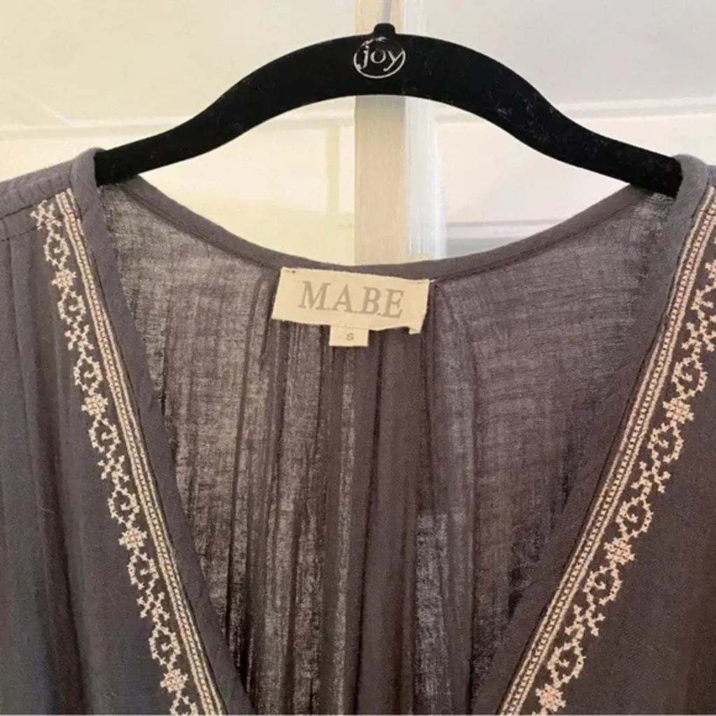 M.A.B.E. Cella Embroidered Maxi Dress in Faded Black Size S Retail $319 Gray - Image 12