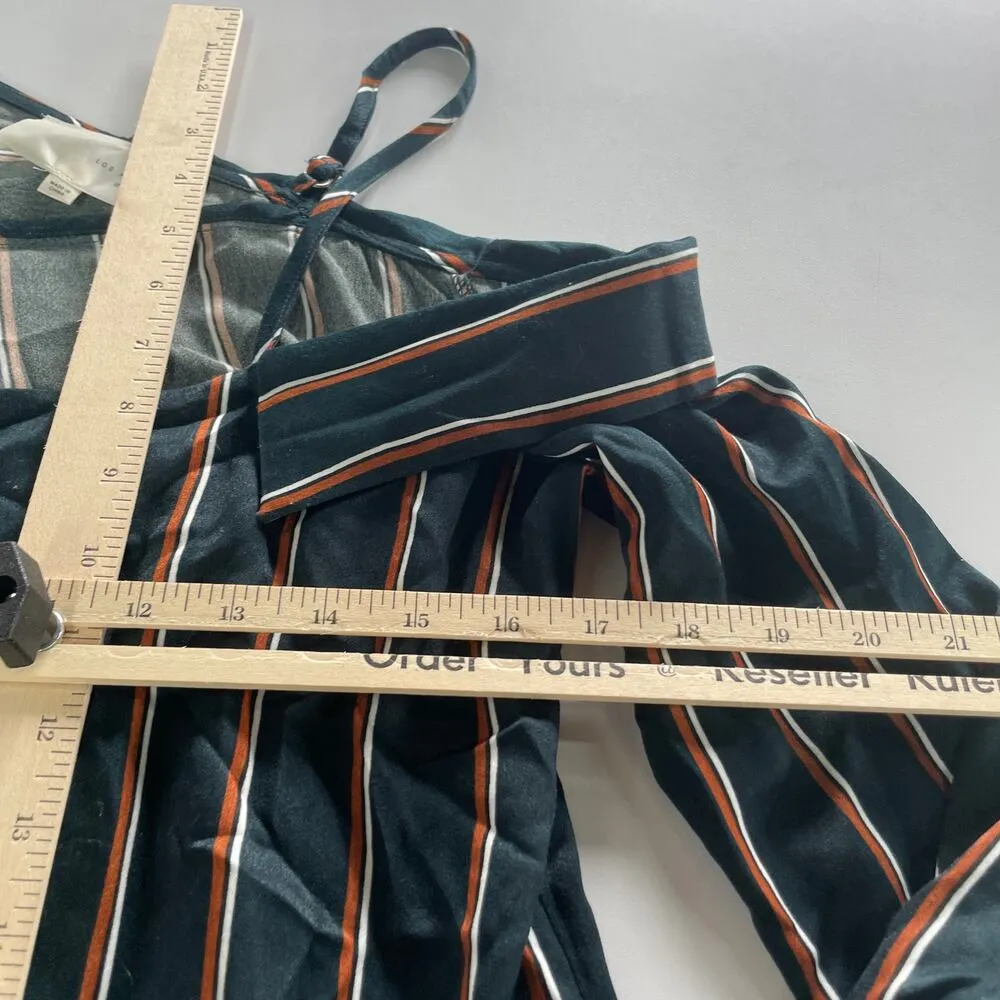 J.O.A Los Angelos Top Women Small Black Striped Cold Shoulder Asymmetric - Image 8