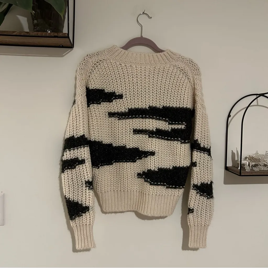 ba&sh Cacilie Knit Pull Sweater Crewneck Two Toned Alpaca Wool Blend Size 0 - Image 2