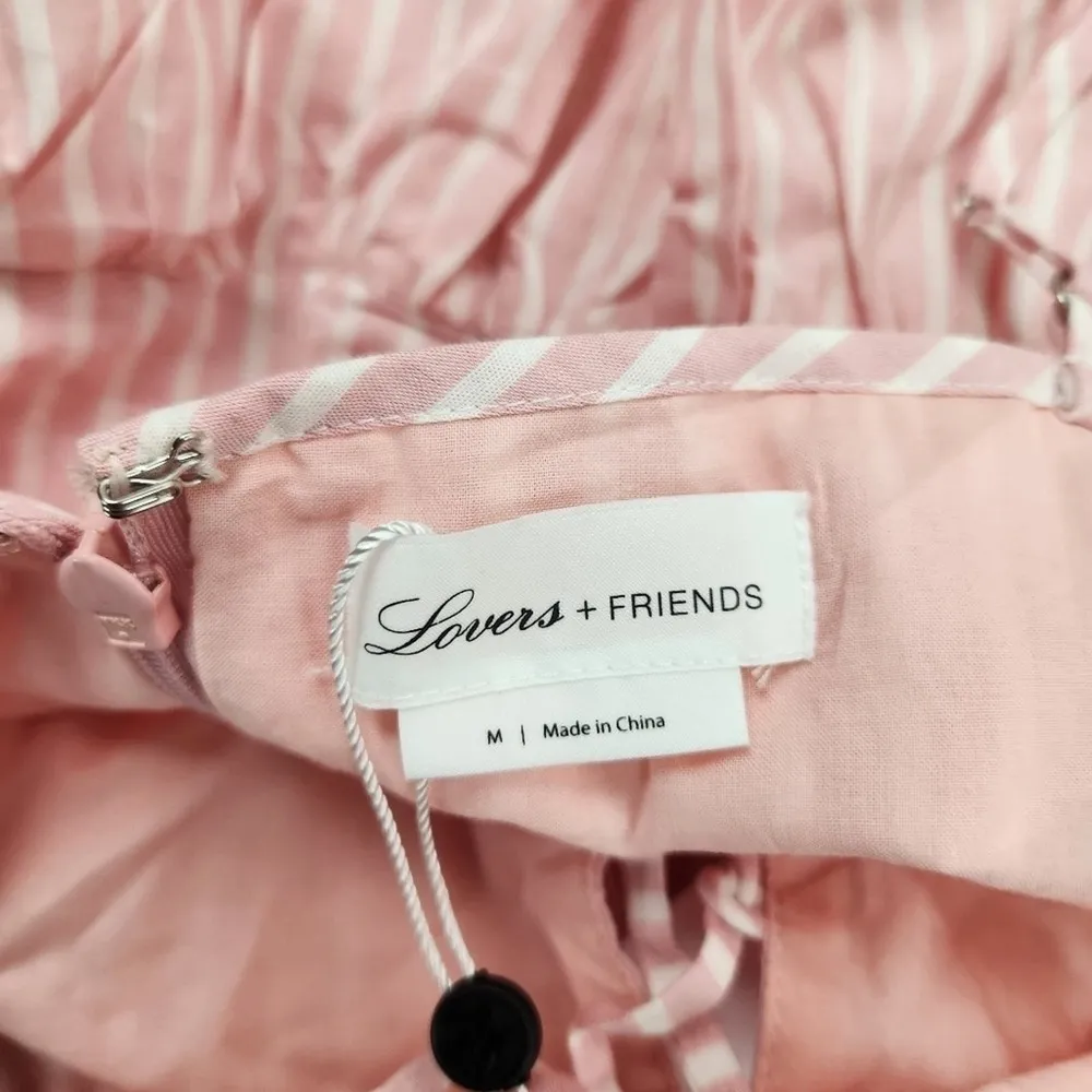 Isabeli Mini Dress Pink White Medium NWT Sleeveless Ruffles - Image 8