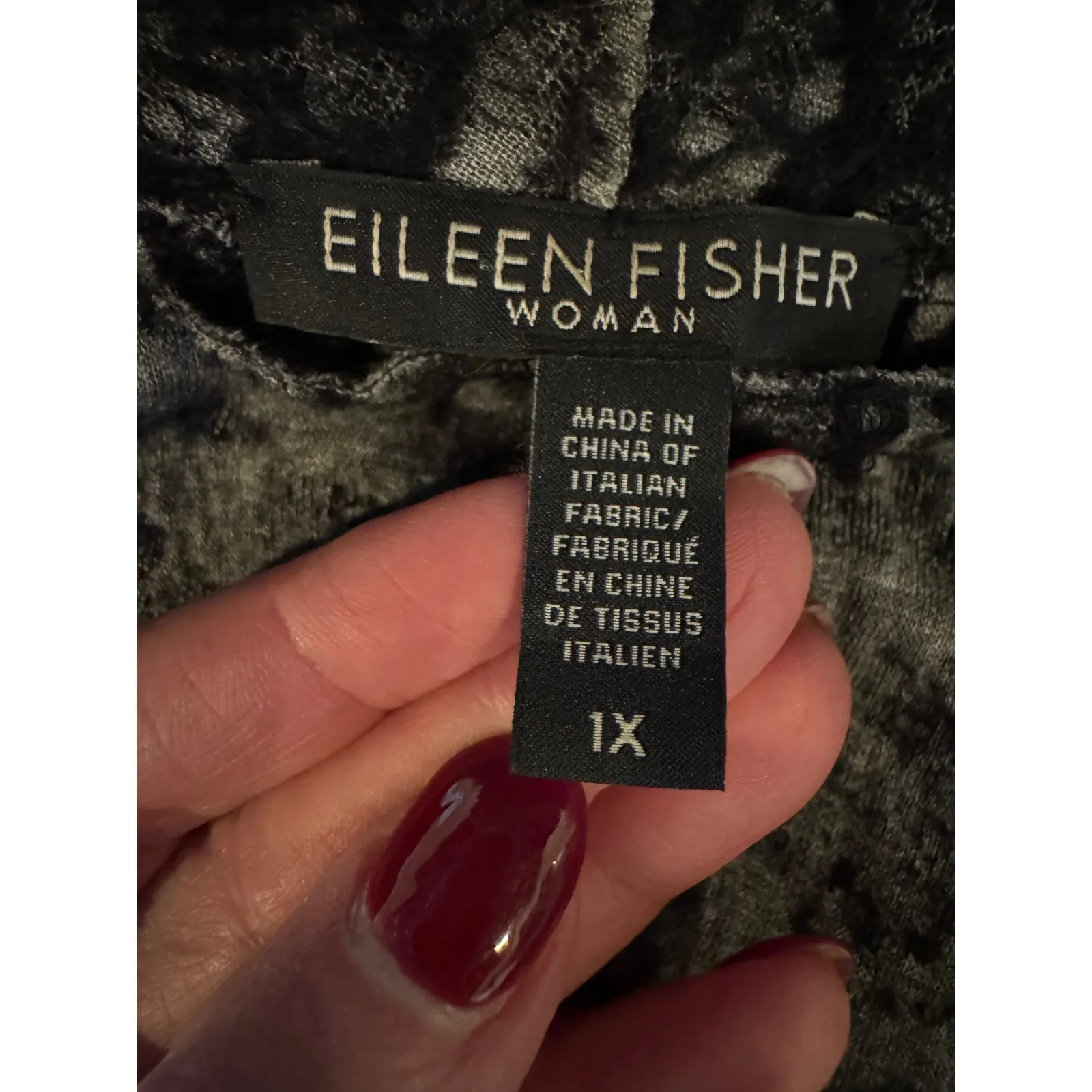 Eileen Fisher Sweater Women 1X Black Gray Textured Knit Open Front Cardigan - Image 7