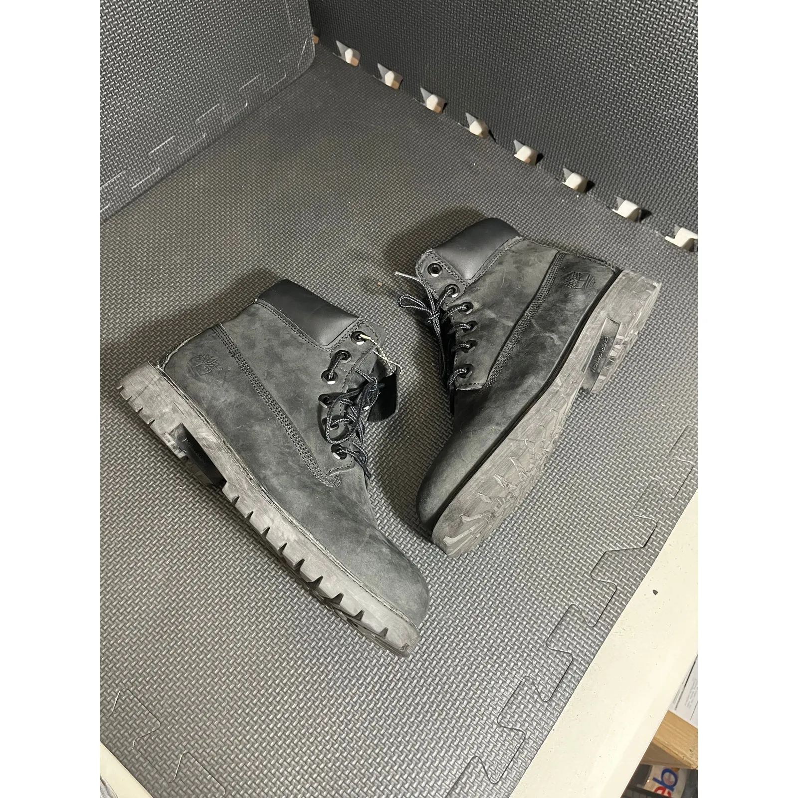 Timberland Black Leather Suede Waterproof Lace Up Boots Kids 6.5 Womens‎ 7.5 - Image 4