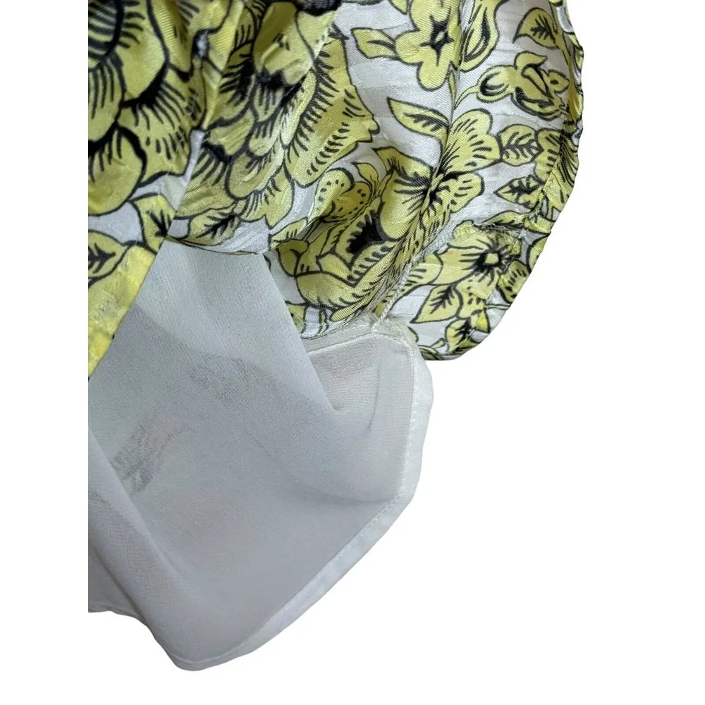 Ann Taylor‎ Women's Tank Top Halter Neck Floral Sleeveless Tie Bow Yellow Large - Image 6