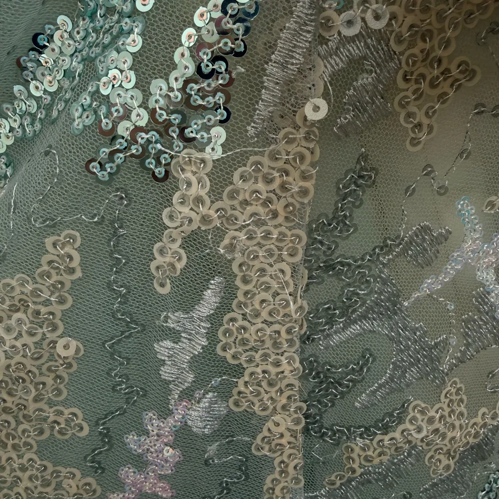 NWT Mac Duggal Long Sleeve Embellished Mesh Gown in Platinum 12460 Sz 8 Wedding - Image 14