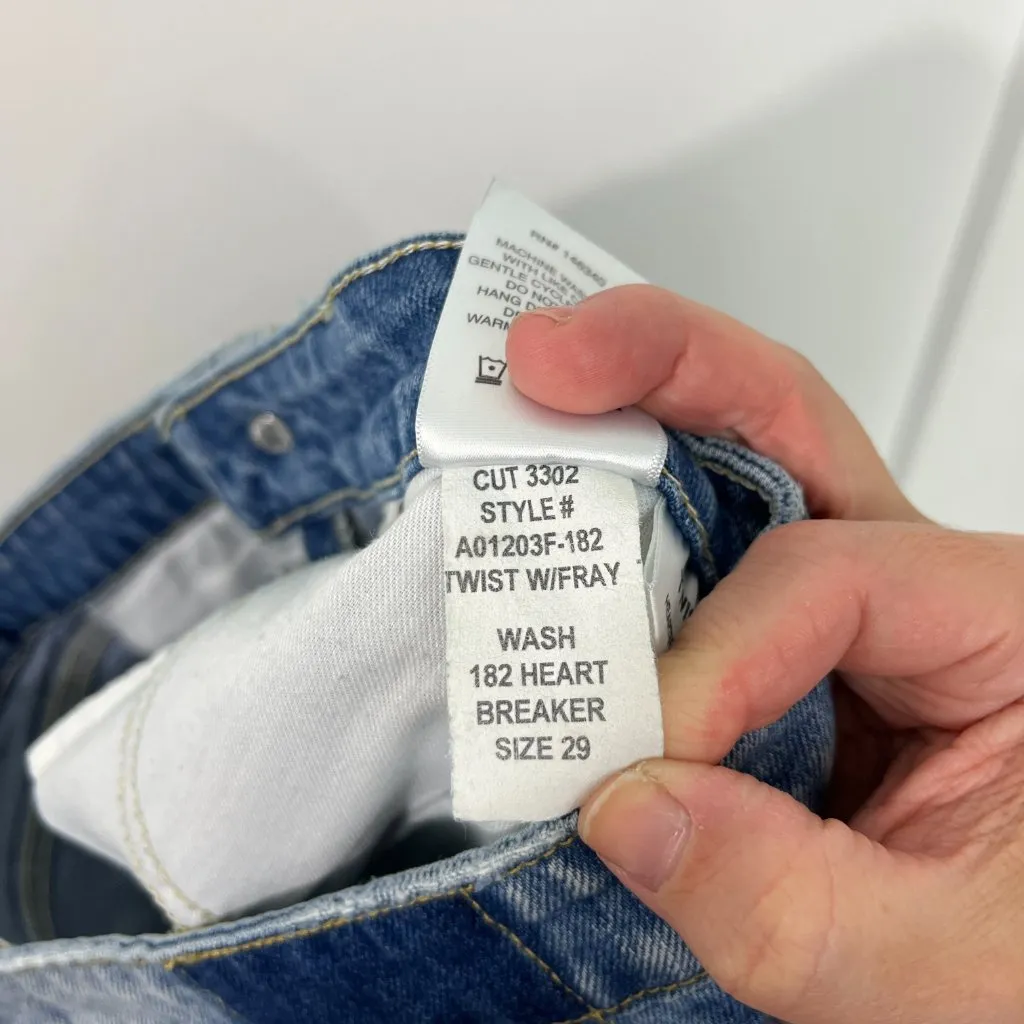 AMO Size 29 Blue Twist Heartbreaker Ankle Slim Straight Fray Hem Jeans - Image 14