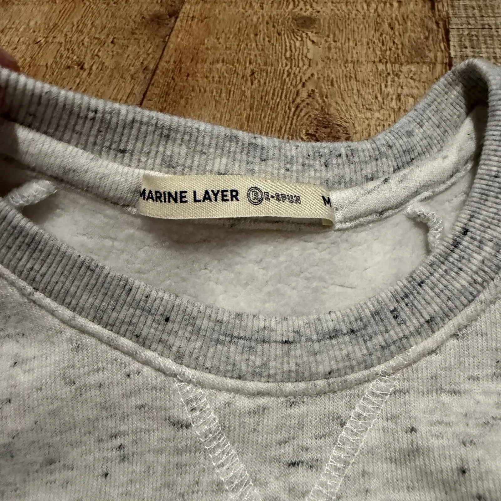 Marine Layer Wmns Gray Rainbow Stripe Hem Cuffs Jenny Retro Rib Sweatshirt Sz M - Image 5