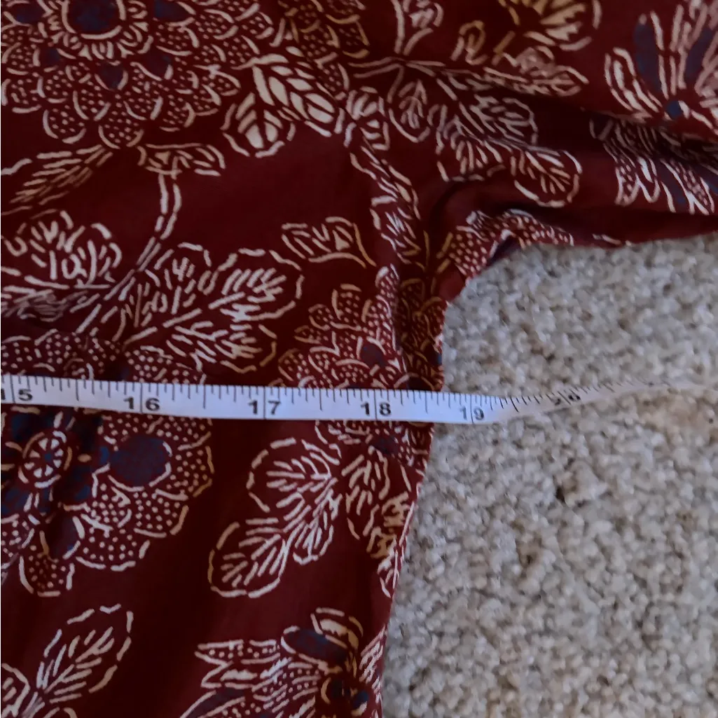 Veronica Beard Brown Floral Boho vacation Midi Dress Tie Waist Long Sleeve sz 8 - Image 15