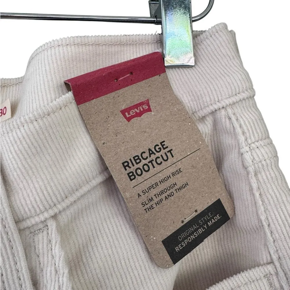 Levi’s RIBCAGE BOOTCUT CORDUROY WOMEN'S PANTS in safari white NWT 30x33 - Image 4
