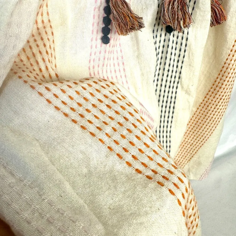 THML Embroidered Tassel Front Button & Tie Back Top Size Small - Image 6