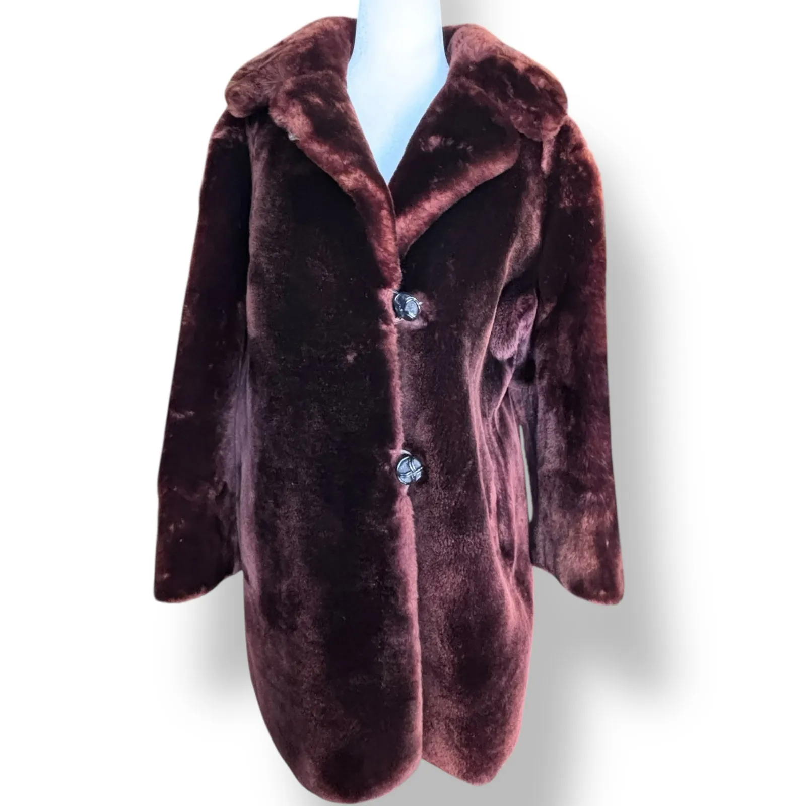 Vintage 1950s Dark Brown Mink Fur Coat Satin Lined Mid Century Luxe Evening Size M - Image 2