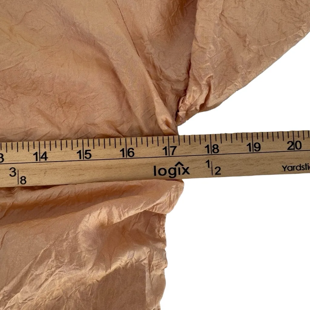 Judy Tampa Steampunk Fairycore Ruch Metallic Long Sleeve 100% Silk Size Small Tan - Image 8