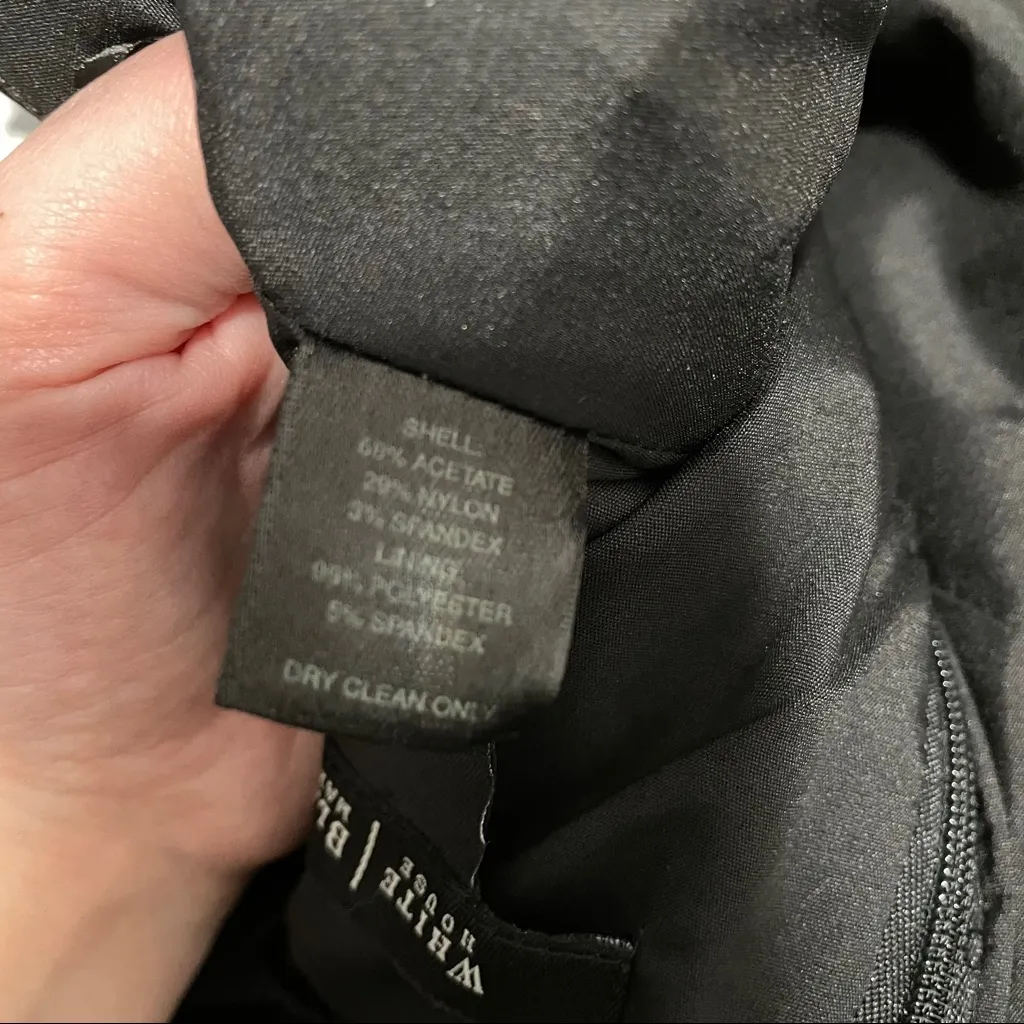 White House Black Market Black Silky Embellished Collar Dress EUC 10 - Image 5