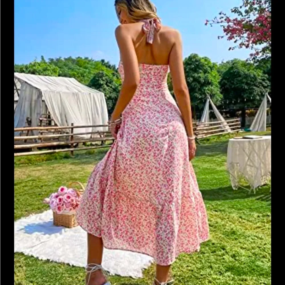 Women’s Pink Floral Backless Dress Size XS Wedding Party Cocktail Boho Fairy - Image 2