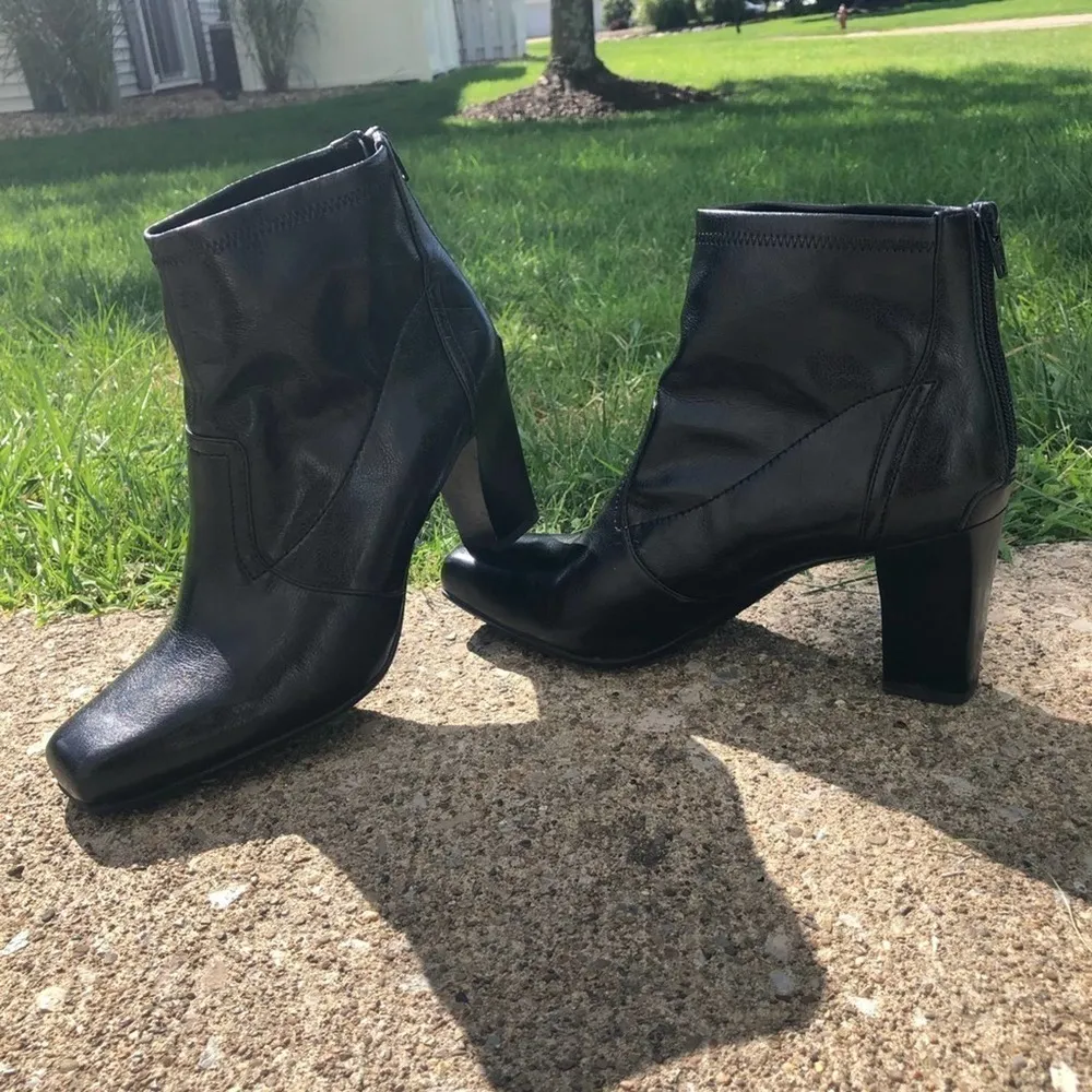 Franco Sarto Ankle Boot Bootie Black Size 10 Zipper Block heel Workwear hipster - Image 13