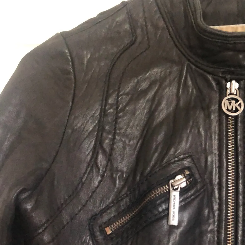 LEATHER MOTO JACKET XS BLACK - Image 8