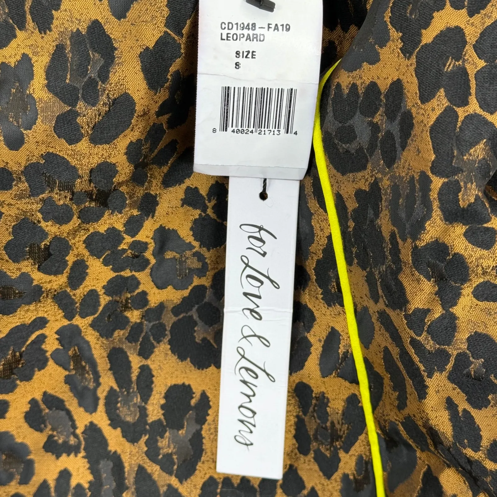 For‎ Love & Lemons Leopard Print Mini Dress Puff Sleeve Yellow Trim S - Image 5