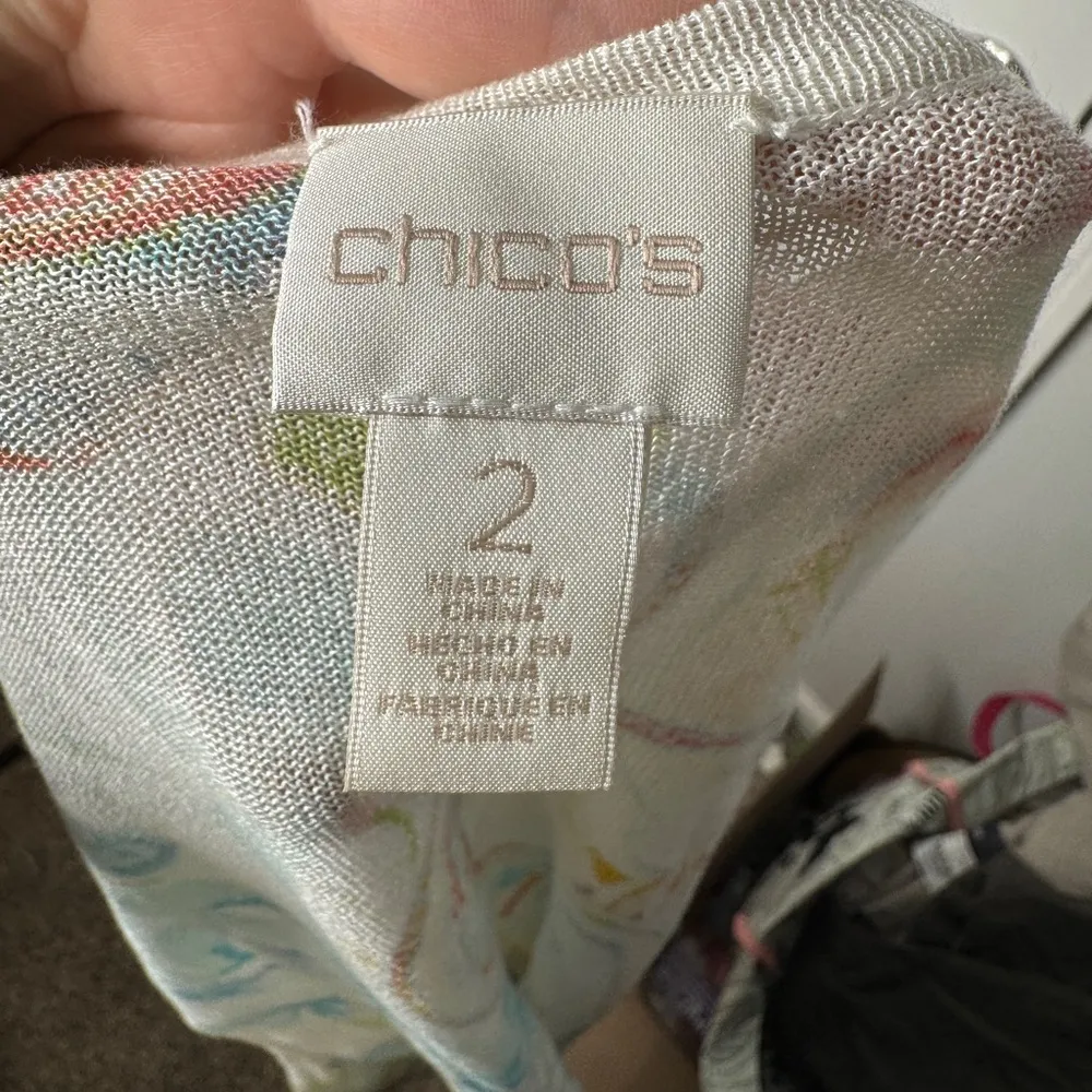 CHICOS‎ Watercolor Paisley Corey Cardigan Lightweight Size 2 (medium) Summer - Image 4