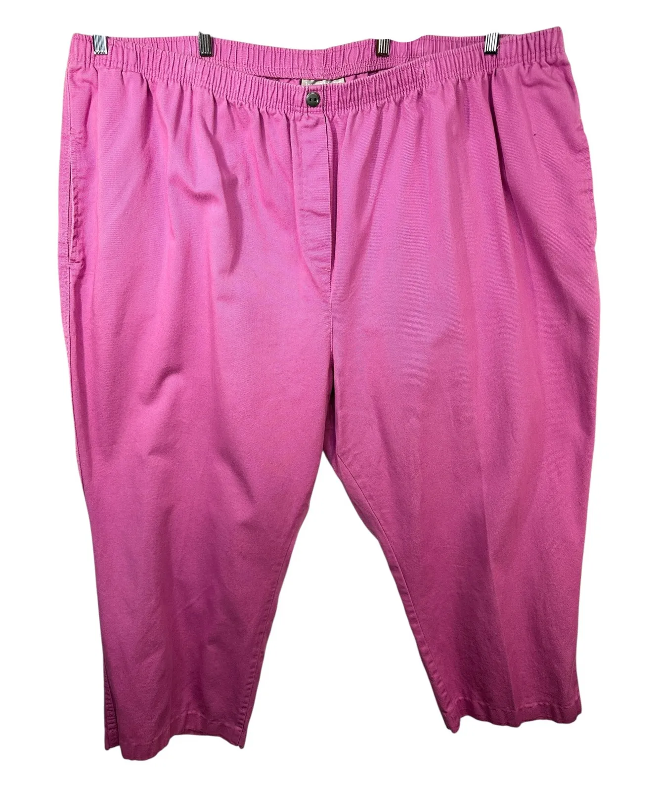 Woman Within Plus Size 36T Cropped Pants Capri Hot Pink Cotton Elastic 1472 - Image 1